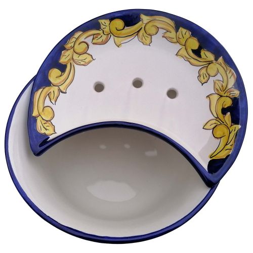 Sponzapane Porta Mozzarella linea barocco - Ceramica di Vietri dipinta a mano