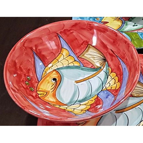 Cuenco liso hondo. Línea Peces. Cerámica de Vietri pintada a mano.
