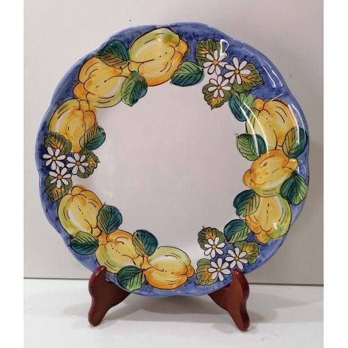 Assiette. Ligne Top. Citrons et Fleurs d'Oranger. Céramique de Vietri. Creuse, plate, dessert ou sous-assiette.