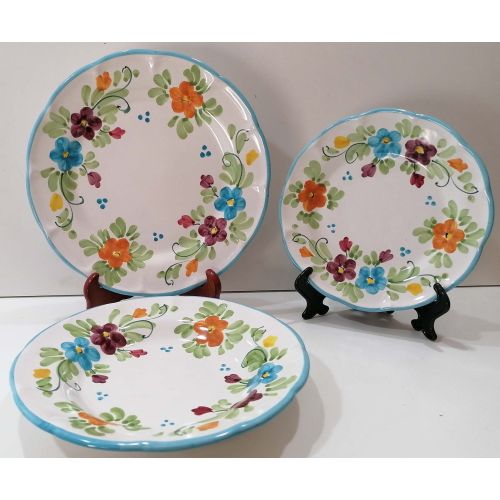Tris Piatti linea Primavera. Ceramica di Vietri Dipinta a Mano