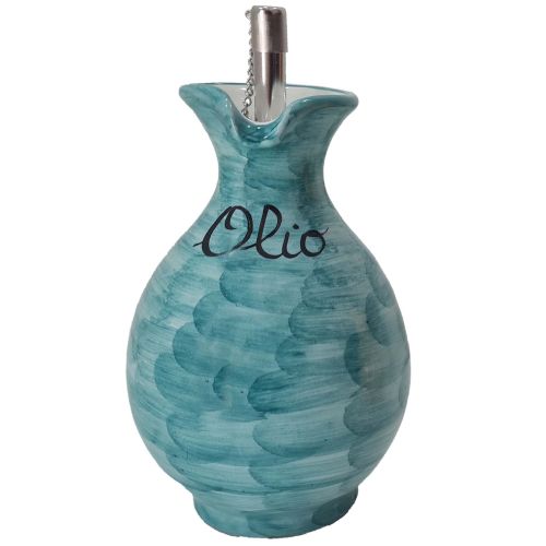 Oil cruet bottle Brushed line. Hand painted Vietri ceramic