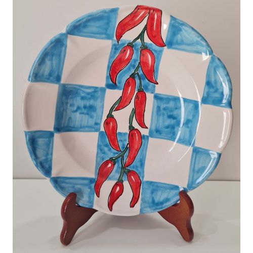 Assiette – Collection Carreaux et Piments. Céramique de Vietri peinte à la main. Creuses, plates, dessert ou présentation.