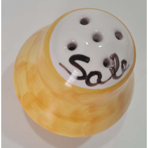 Salt set Brushed Line handpainted Vietri ceramic