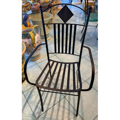 Wrought iron chair with inlay Tile hand made