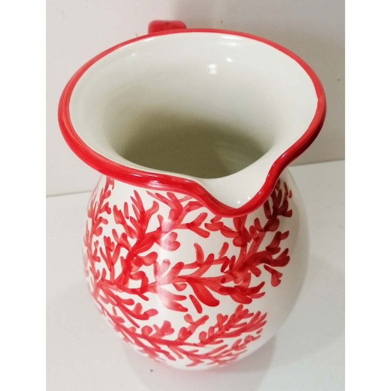 Línea de coral jarra. Cerámica Vietri pintada a...