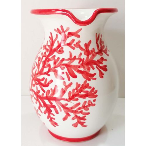 Carafe Bombée. Ligne Marine. Décor Corail. Céramique de Vietri. Peinte à la main.
