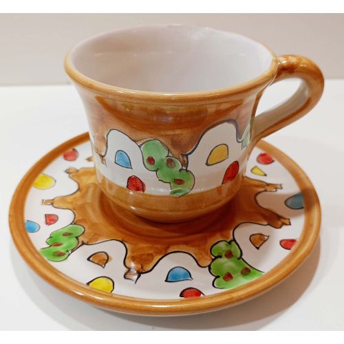 Tasse et assiette à lait ligne Casette Positano. Céramique Vietri peinte à la main