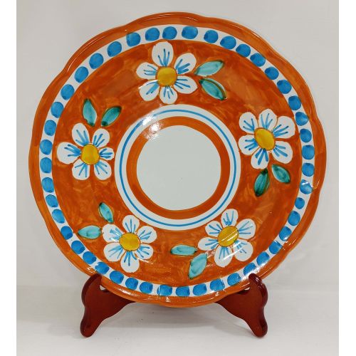 Dish, plate Flowers line. handpainted Vietri ceramic fruit/dessert underplate