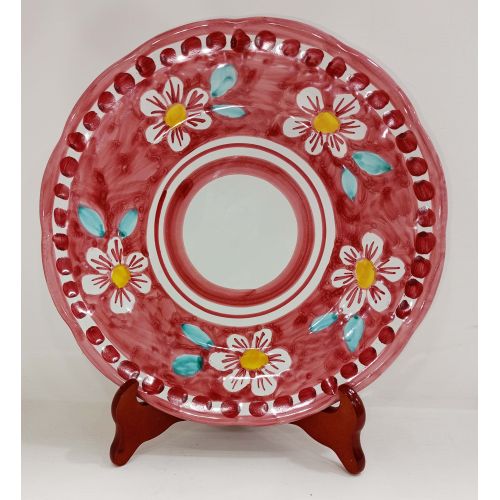 Dish, plate Flowers line. handpainted Vietri ceramic fruit/dessert underplate