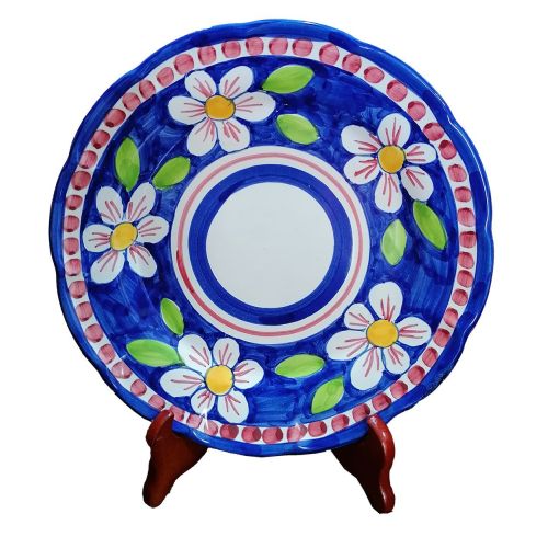 Assiette. Ligne Fleurs. Céramique de Vietri. Disponible plate, creuse, à dessert ou sous-assiette.
