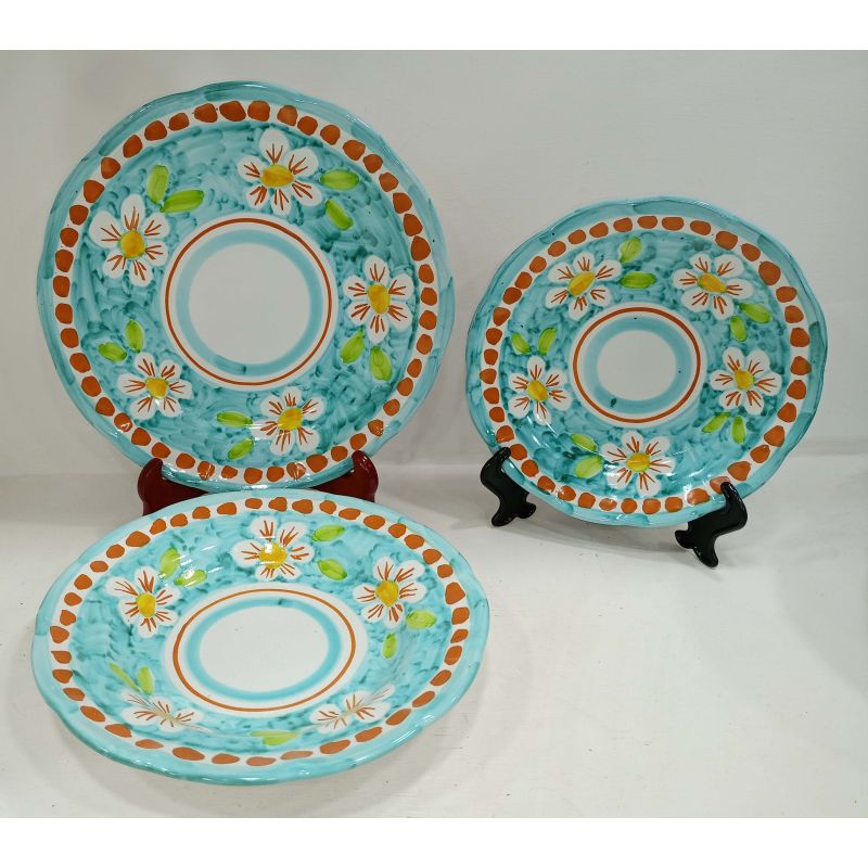 Dishes 3 pieces Flowers line. handpainted...