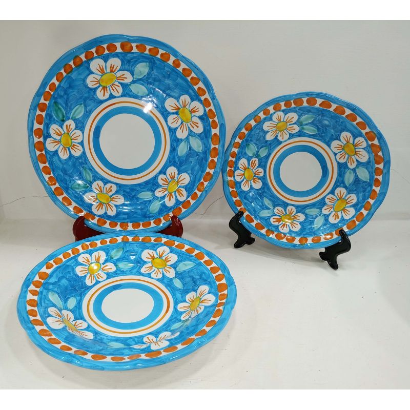 Dishes 3 pieces Flowers line. handpainted...