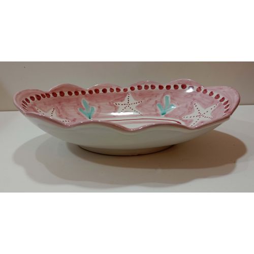 Cestino Pane Linea Animaletti. Ceramica di Vietri dipinta mano