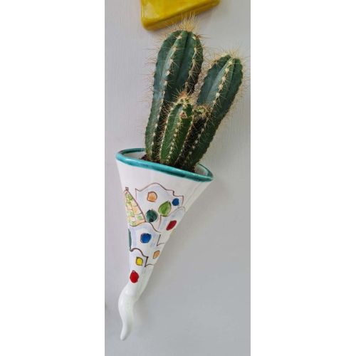 Porte-plante en corne. Cadeau de fête. Peint à la main. Céramiques de Vietri