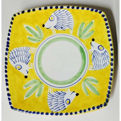 Assiette carrée ligne Animaletti. Céramique Vietri. Disponible en haut, en bas, fruit/dessert ou set de table