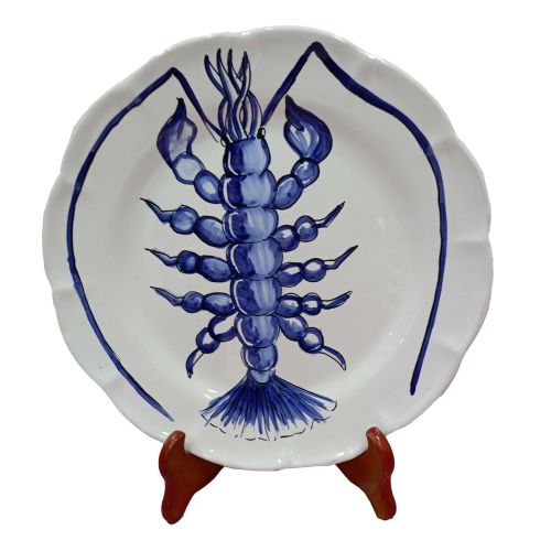 Assiette Ligne Marine, fond blanc en céramique de Vietri : creuse, plate, dessert/fruit ou présentation