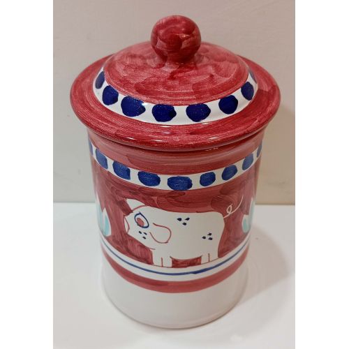 Tarro personalizable con cierre hermético línea Animaletti. Cerámica de Vietri pintada a mano.