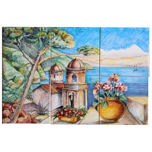 Panel de pared en cerámica de Vietri pintada a mano
