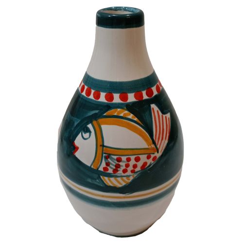 Öl- und Essigflasche mit Griff. Tierchen-Kollektion. Handbemalte Vietri-Keramik.