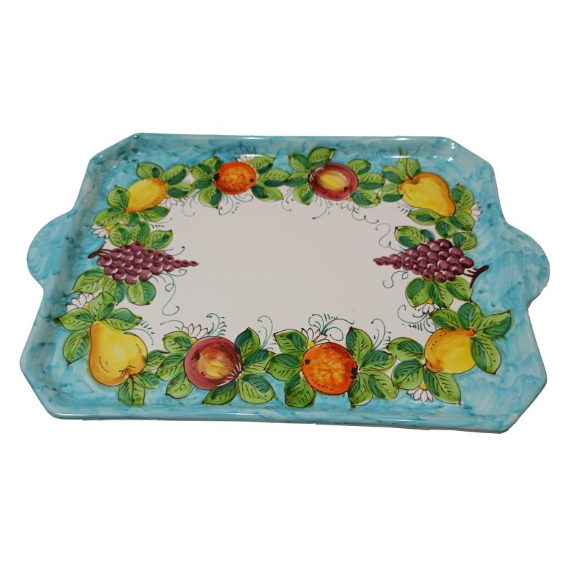 Bandeja con 12 tazas y azucarero. Línea Frutas....