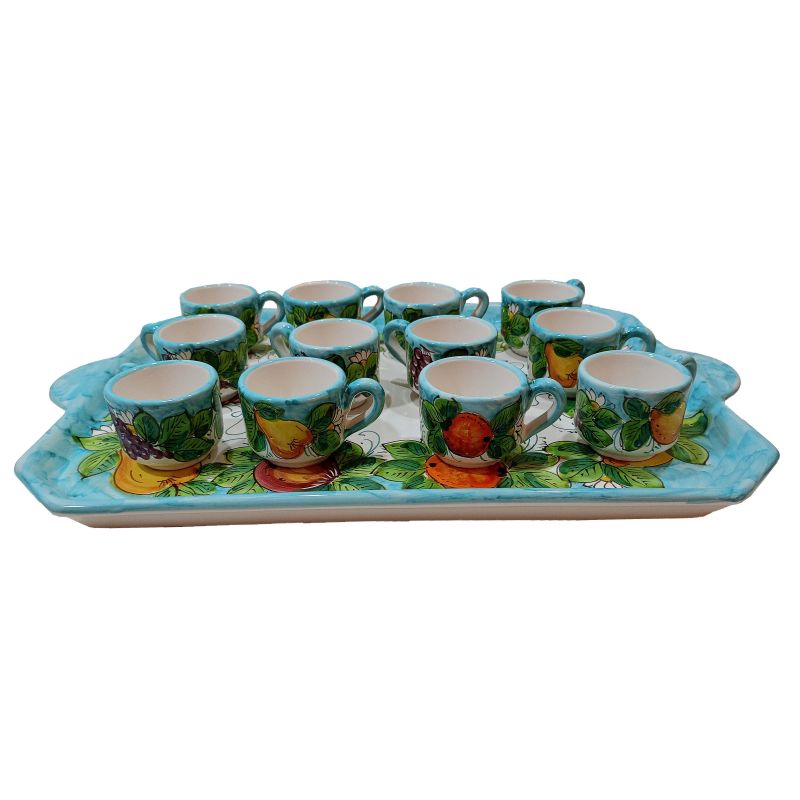 Plateau avec 12 tasses et sucrier. Ligne...