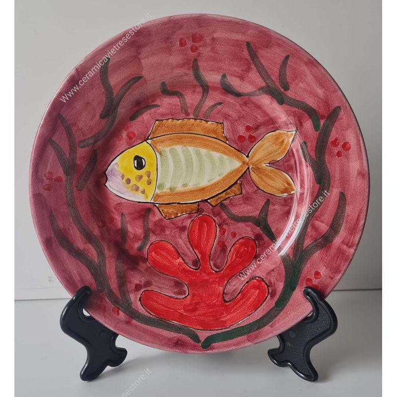Piatto linea Marini dipinti a mano in ceramica vietrese - disponibili fondi, piani, frutta/dolce o sottopiatti