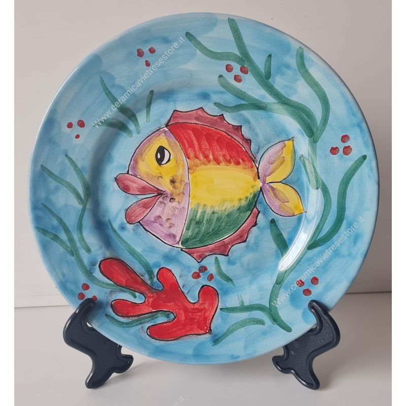 Piatto linea Marini dipinti a mano in ceramica vietrese - disponibili fondi, piani, frutta/dolce o sottopiatti