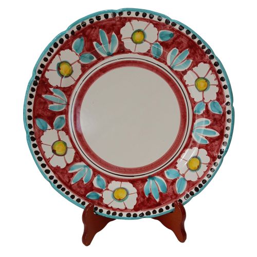Piatto. Modello Positano. Fiori. Ceramica di Vietri. Dipinta a mano