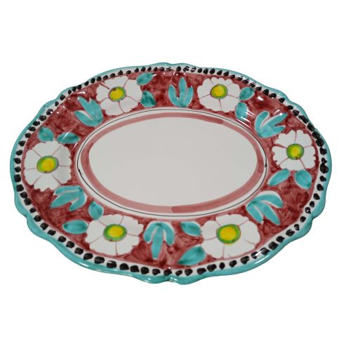 Oval scalloped serving plate. Flowers line, Positano...
