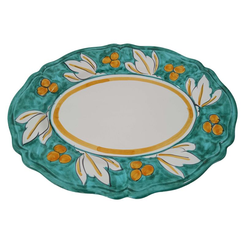 Plato bandeja ovalado con borde. Línea Flores,...