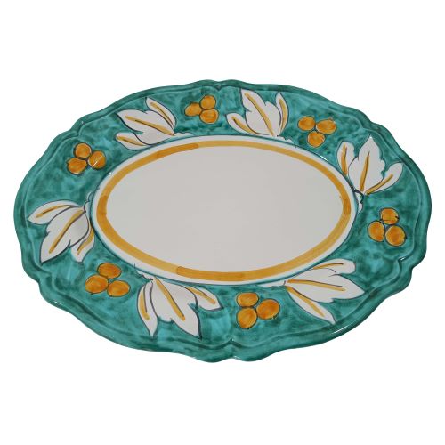 Plat ovale à bord ondulé. Collection Fleurs, modèle Positano. Céramique de Vietri peinte à la main.