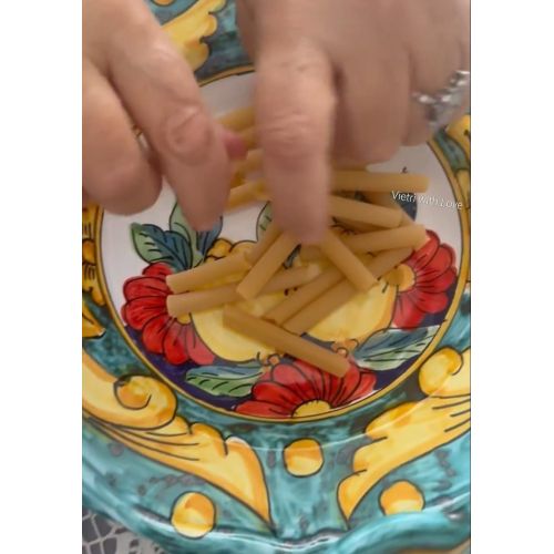 Placa de línea de decoración doble, pintada a mano en ceramica vietrese - fondos, tapas, frutas/pasteles o manteles individuales