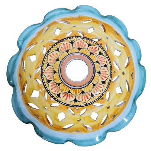 Chandelier Openwork wavy edged. Hand-painted Vietri ceramic.