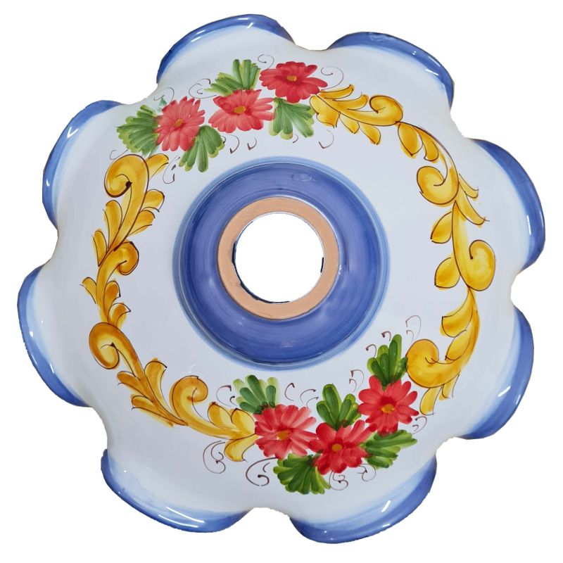 Lustre à bord ondulé avec citrons et fleurs, en céramique Vietri peinte à la main.
