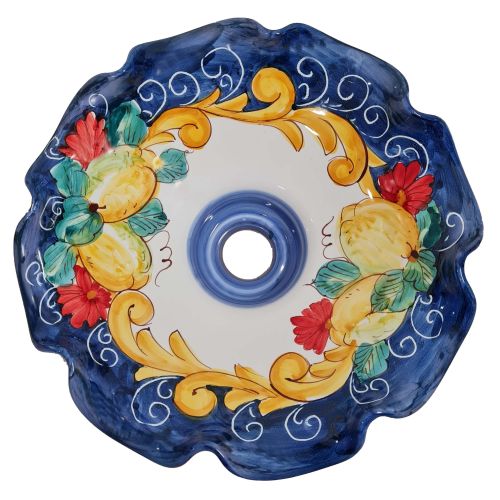 Chandelier Wavy edge with lemons and flowers. Hand-painted Vietri ceramic.