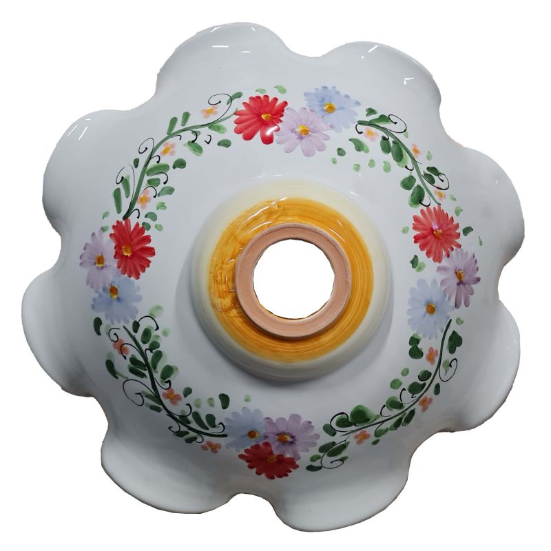 Lustre à bord ondulé avec fleurs, en céramique Vietri peinte à la main.