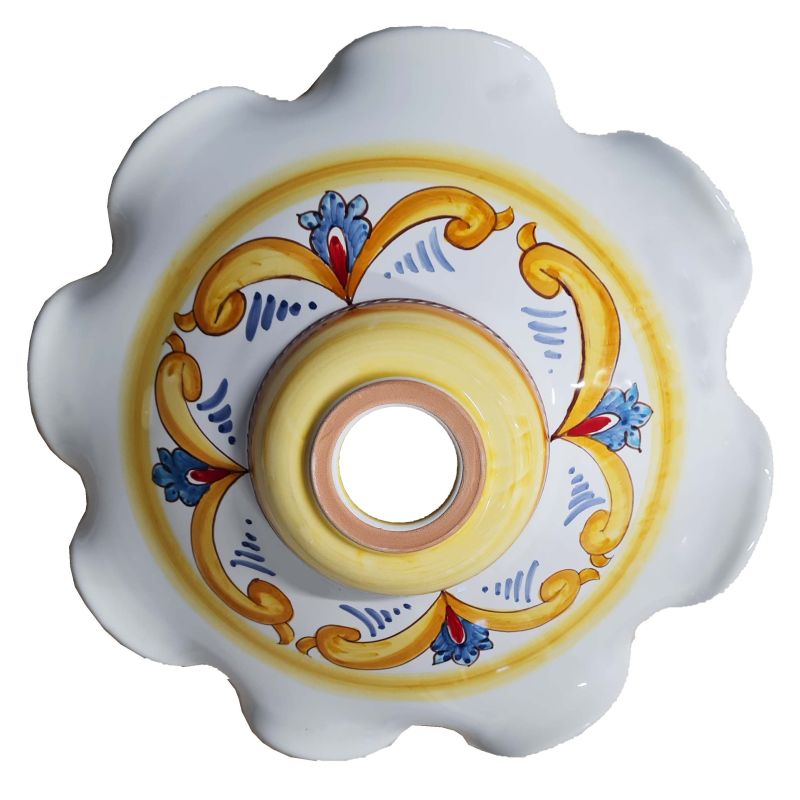 Chandelier Wavy edge Baroque Hand-painted Vietri ceramic.