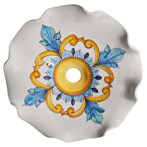 Chandelier Wavy edge Baroque Hand-painted Vietri ceramic. 2