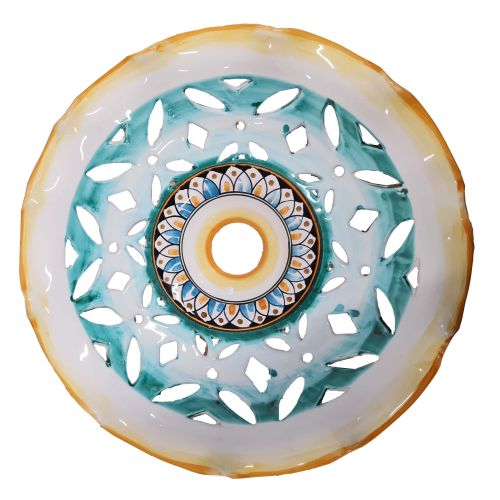 Chandelier Openwork wavy edged. Hand-painted Vietri ceramic.