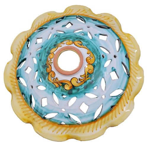 Chandelier Openwork wavy edged. Hand-painted Vietri ceramic.