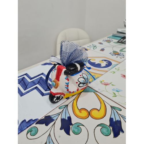 Bomboniera vespa cycle. handpainted Vietri ceramic