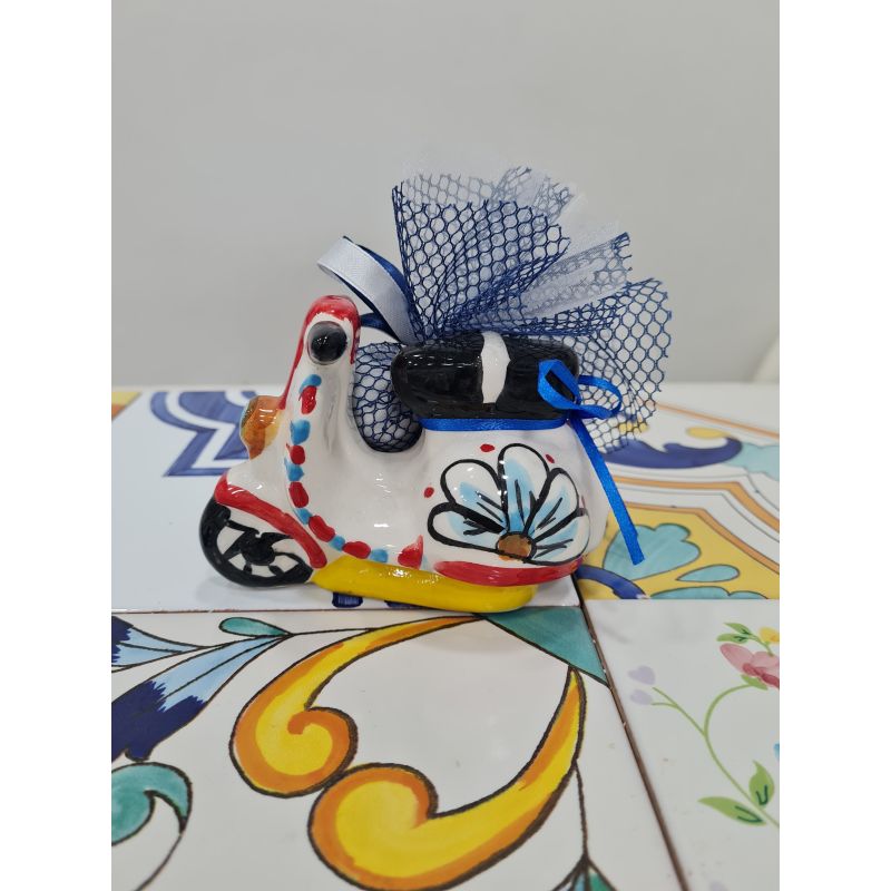 Bomboniera vespa cycle. handpainted Vietri ceramic