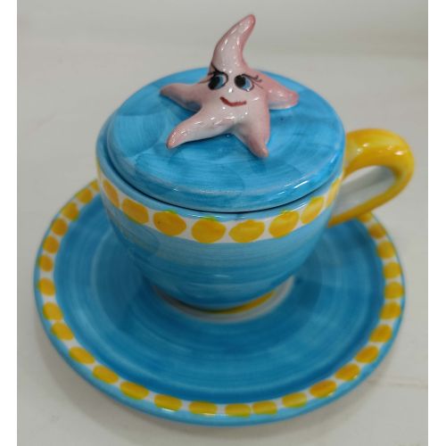 Taza de café con tapa grabada, platillo línea animal....