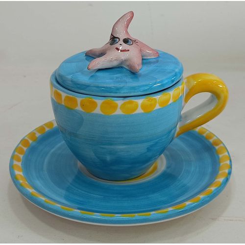 Kaffeetasse mit geprägtem Deckel, Untertasse mit... 2