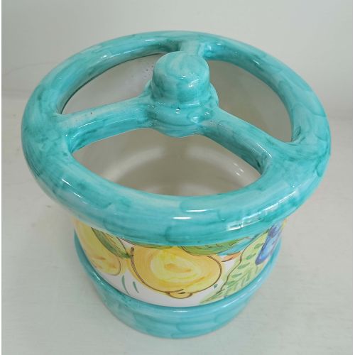 Escurre Cubiertos. Colección Limones y Flores. Cerámica de Vietri Pintada a Mano.