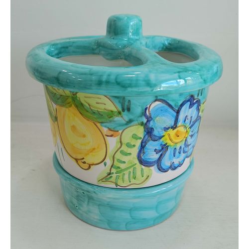 Cutlery drainer lemon and flower line. Vietri ceramics.