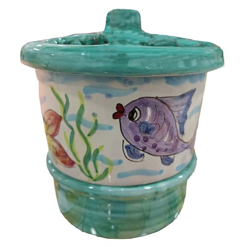 Línea de escurridores de cubiertos Scrum Fish. Cerámica Vietri.