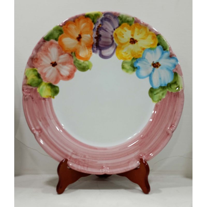 Teller. Linie Halber-Blumenrand. Handbemalte...