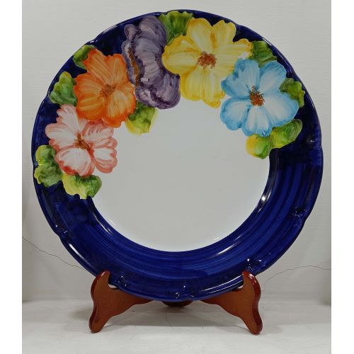 Piatto. linea Fiori a Mezzo bordo. Ceramica di Vietri. Dipinto a Mano