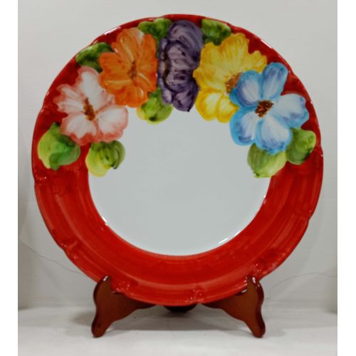 Assiette. Ligne Fleurs à Demi-bord. Céramique de Vietri peinte à la main